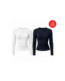 SET Longsleeve Teya White + Dark Blue