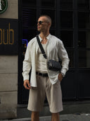 Oversized stand-up collar shirt