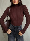 Ribbed knit turtleneck