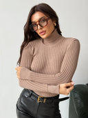 Ribbed knit turtleneck