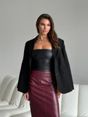 Leniwy skórzany top