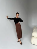 Kava Suede Midi Skirt