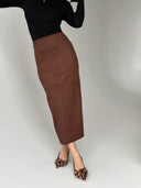 Kava Suede Midi Skirt