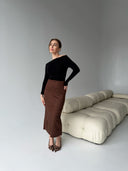 Kava Suede Midi Skirt