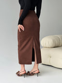 Kava Suede Midi Skirt
