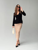 Kava Suede Midi Skirt