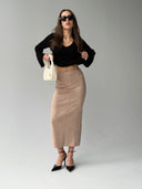 Kava Suede Midi Skirt