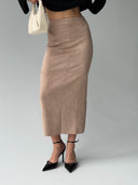 Kava Suede Midi Skirt