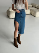Asymmetric Denim Skirt