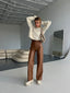 Wide-leg leather pants