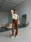 Wide-leg leather pants